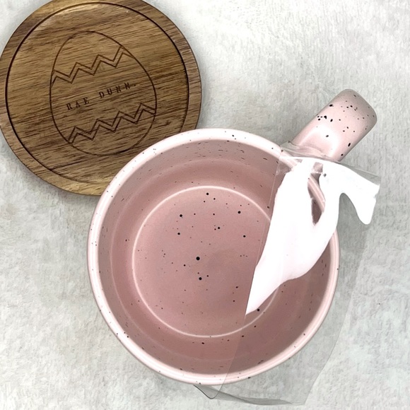 ❌SOLD❌ Rae Dunn Coffee Mug DID SOME BUNNY SAY CHOCOLATE Coaster Lid Easter Pink - Picture 5 of 17